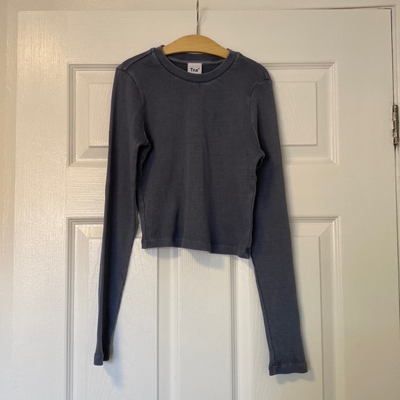 Aritzia TNA ribbed blue long sleeve. Size XS - Picture 1 of 3